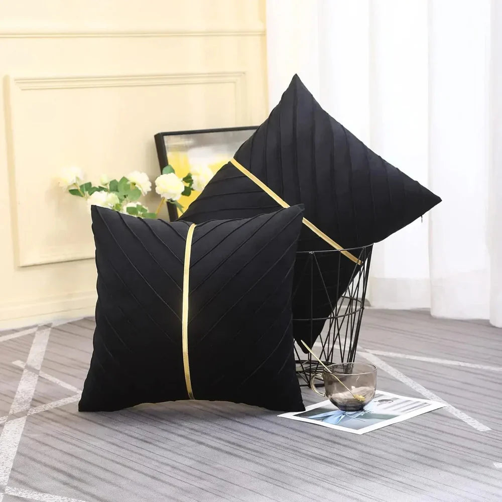 Coussins Luxe Rayures Or