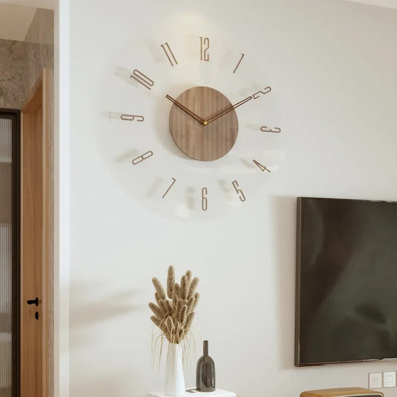 Horloge Murale Bois Clair Moderne et Discrète