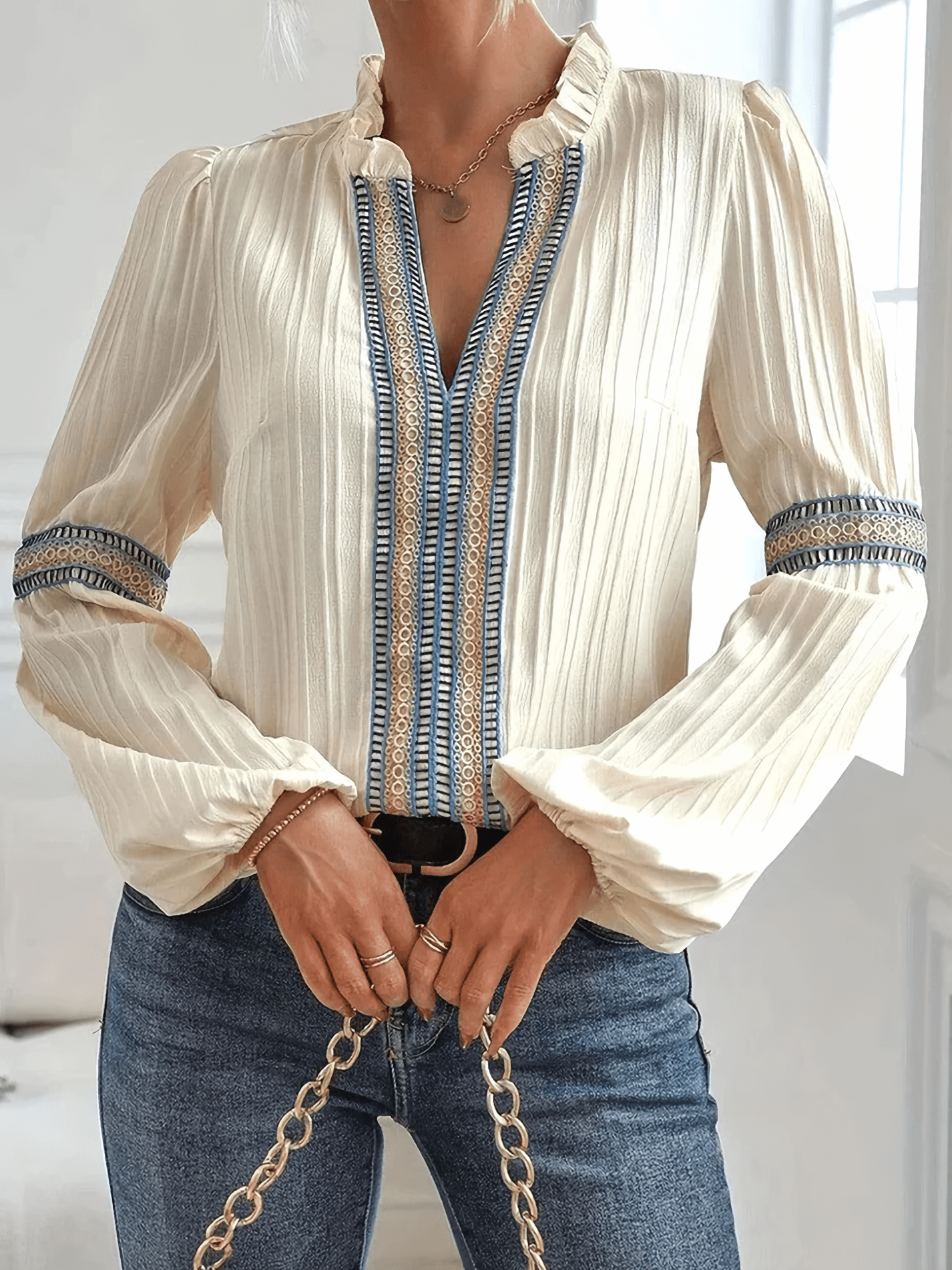 Blouse Féminine Manches Longues Décontractée - Foivo