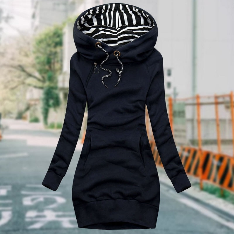 Veste femme décontractée avec capuche et poches côtés