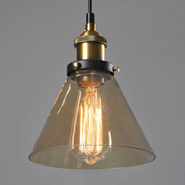 Lampe Suspendue Rétro en Verre et Métal, Style Industriel Chic