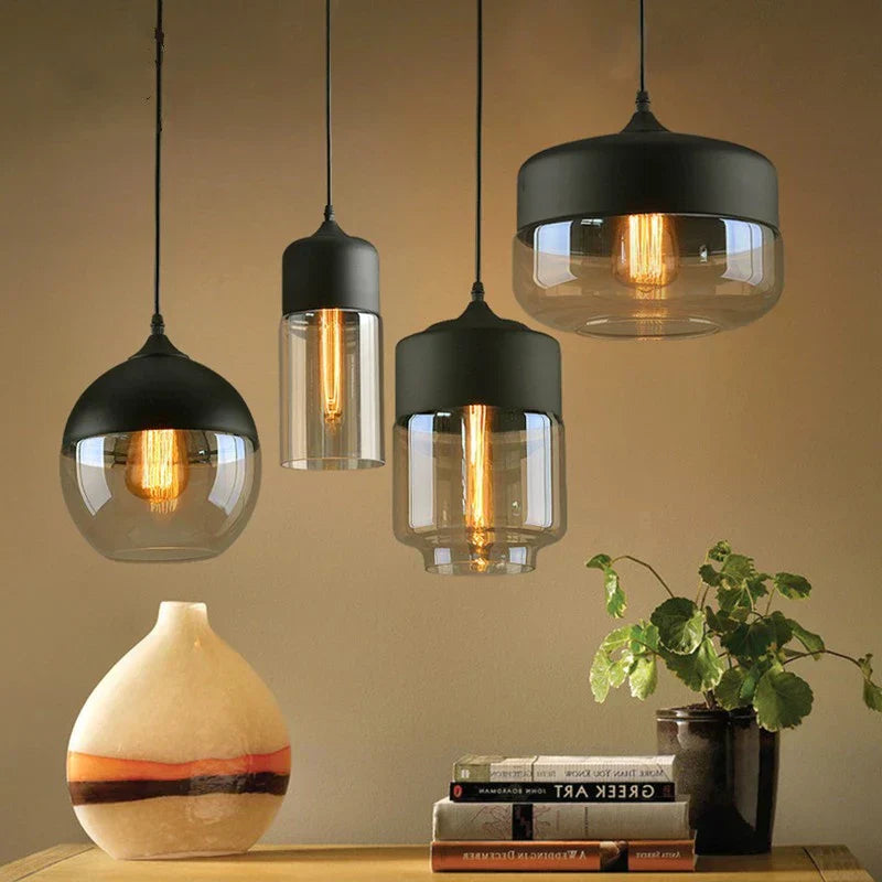 Lampe Industrielle Élégante en Métal et Verre
