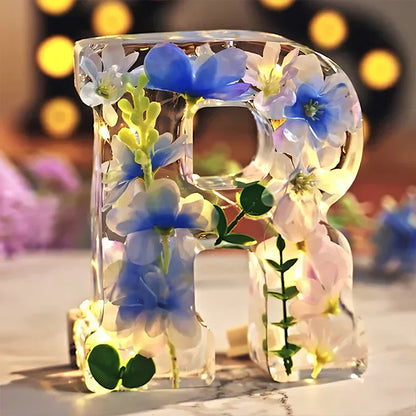 Lampe Résine Élégante aux Fleurs Séchées