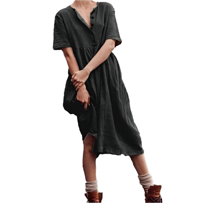 Robe Mi-Longue Élégante en Lin