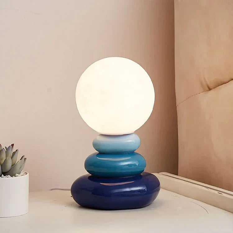 Lampe de bureau en pierre ronde originale