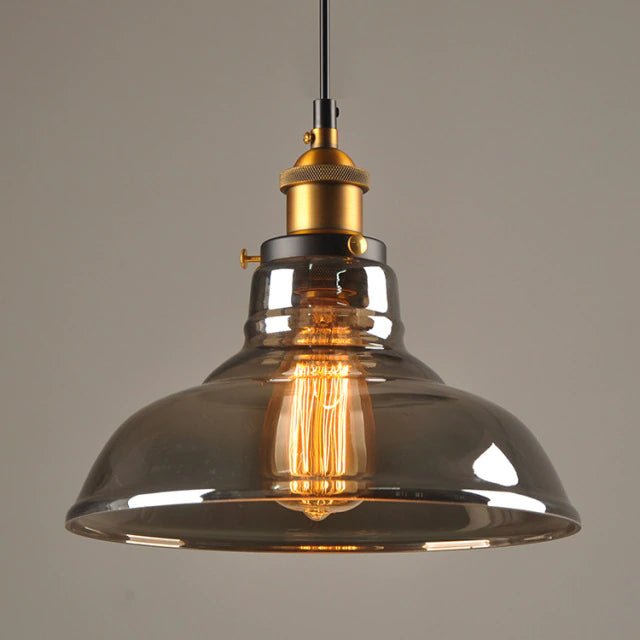 Lampe Suspendue Rétro en Verre et Métal, Style Industriel Chic