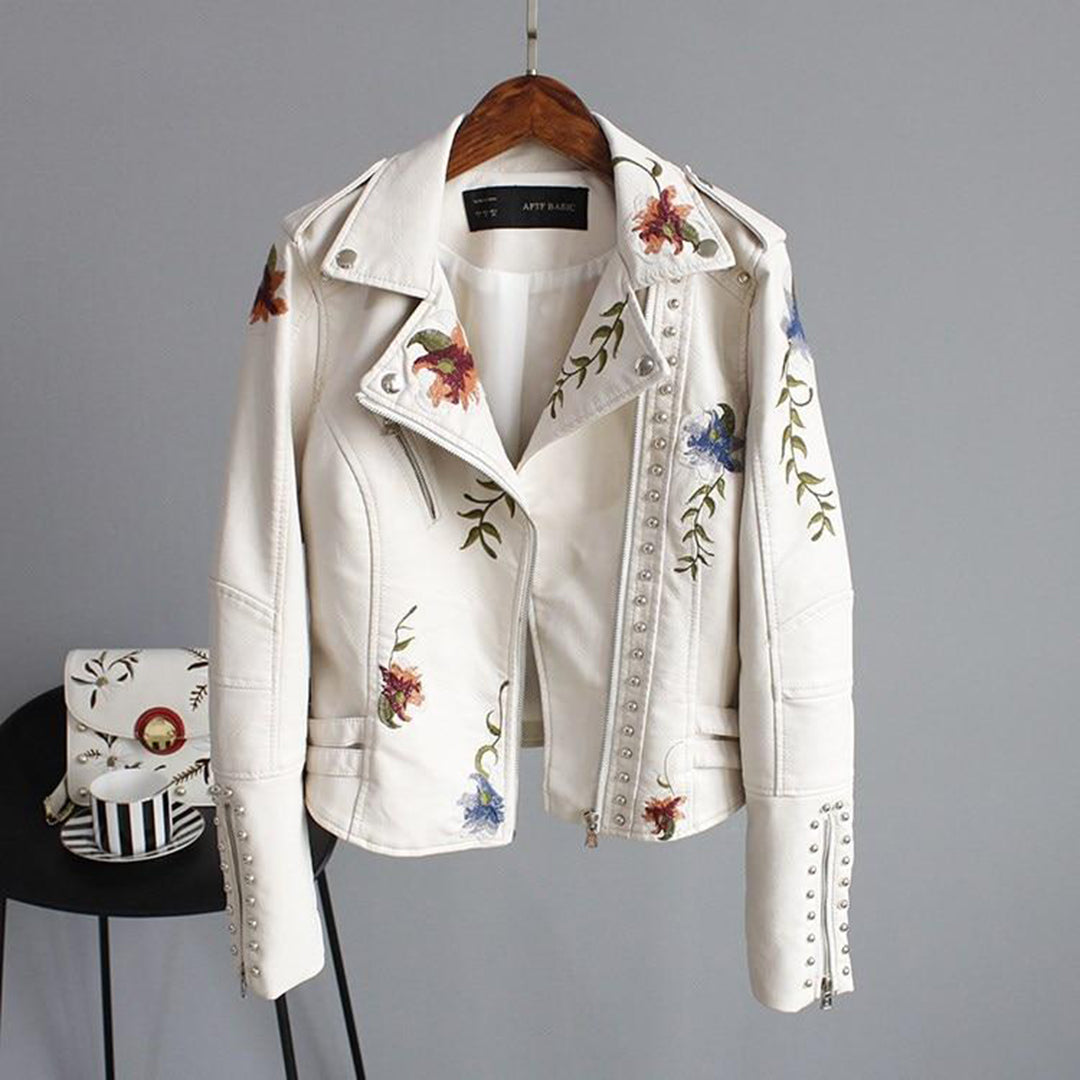Blouson Moto Féminin Floral Élégant - BlxckFR