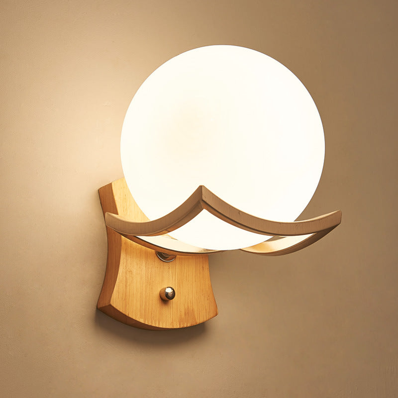 Lampe Murale Ronde en Verre Élégante Bois Naturel - BlxckFR