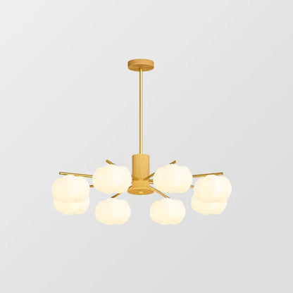 Lustre Design Bois et Métal avec Décorations en Coton