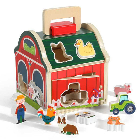 Ferme Éducative en Bois avec Animaux de Ferme colorés - BlxckFR