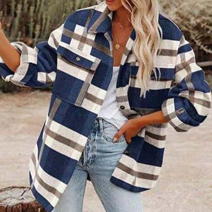Veste femme décontractée en flanelle écossaise