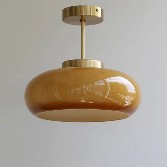 Luminaire Rétro Chic avec Abat-jour Verre Ambre - Foivo