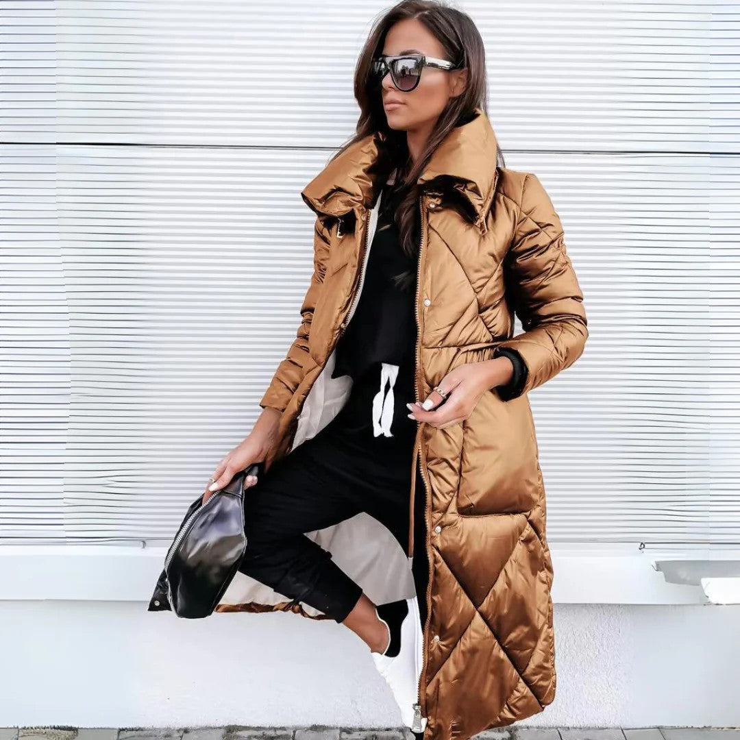 Manteau Hiver Doublé avec Poches et Fermeture Éclair