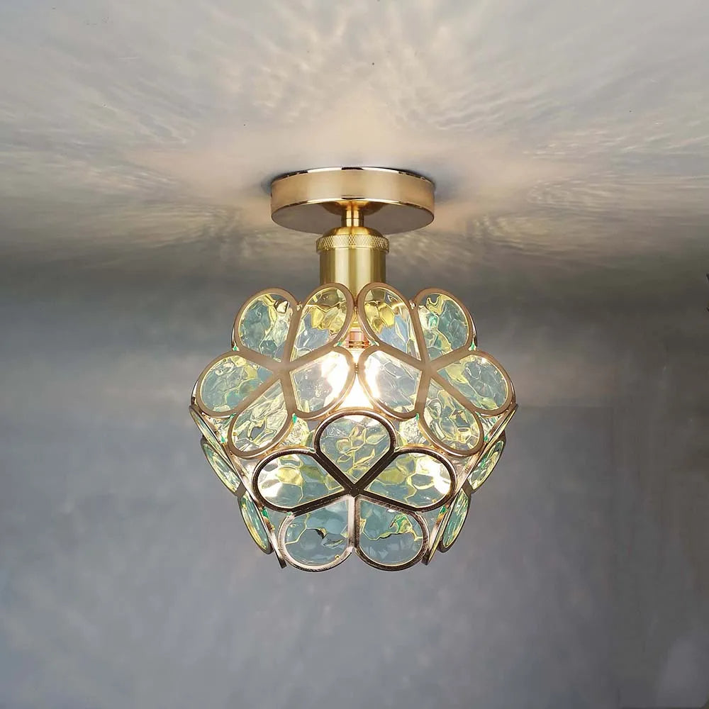 Lampe de Plafond en Verre Décoratif - Éclairage Chic pour Hall d'Entrée - Foivo