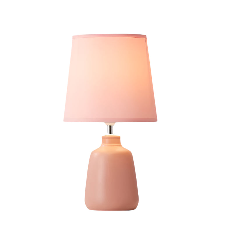 Lampe Tissu Élégante Conique avec Base Céramique