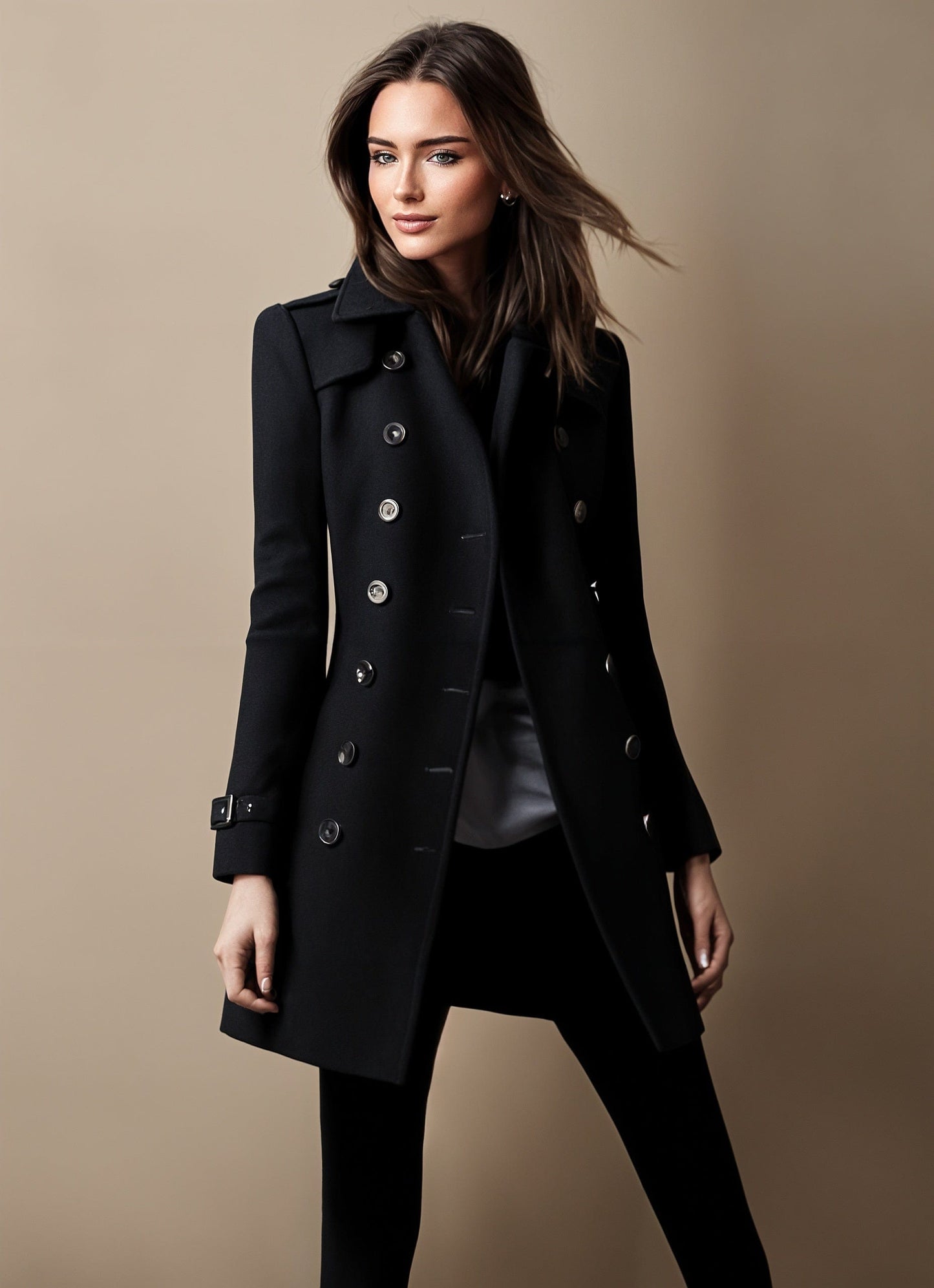 Manteau en Laine Douillette à Manches Longues