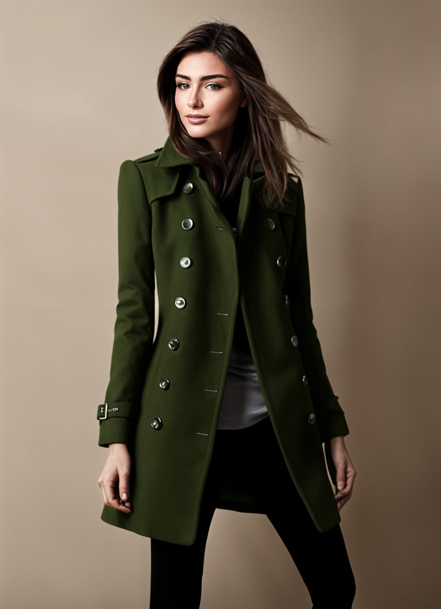 Manteau en Laine Douillette à Manches Longues