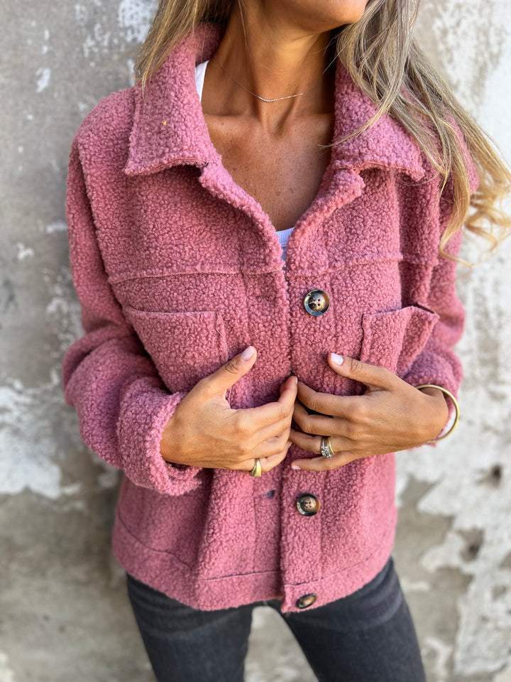 Veste polaire douce à boutons pour femme avec poches cachées