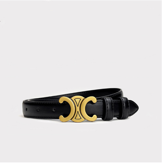 Ceinture en Cuir avec Boucle Or Élégante