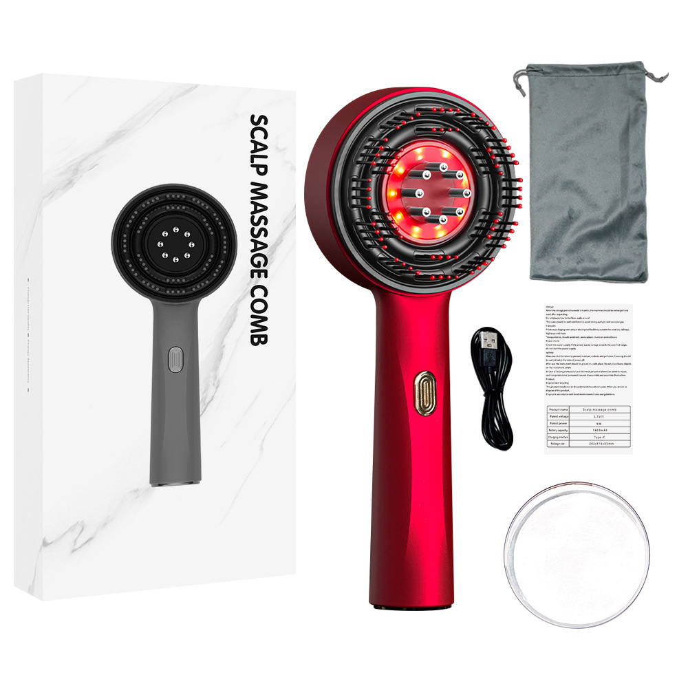 Brosse de Massage de Scalp avec Lumière Rouge Relaxante