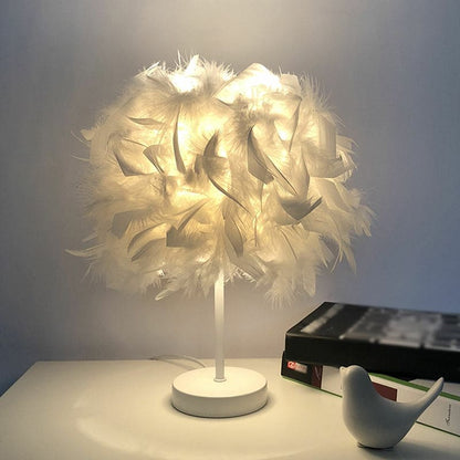 Lampe de Table Élégante Plumes Décoratives