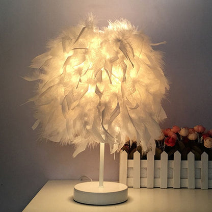 Lampe de Table Élégante Plumes Décoratives