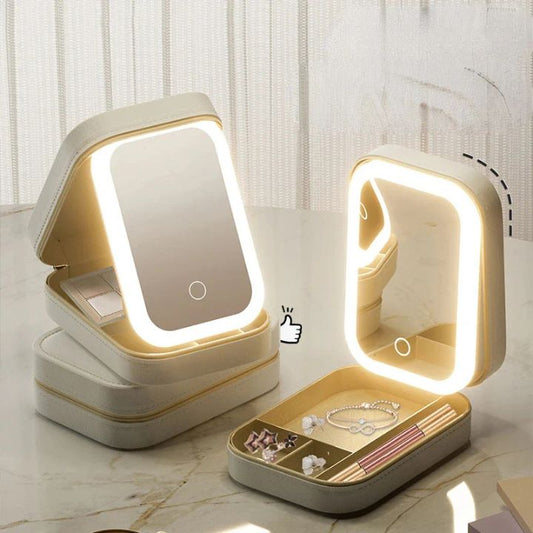 Trousse de maquillage avec miroir LED rechargeable USB unisexe - Foivo