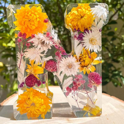 Lampe Résine Élégante aux Fleurs Séchées