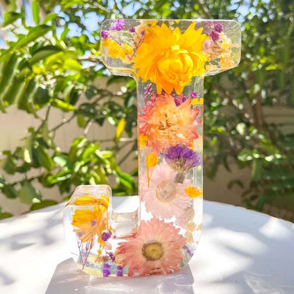 Lampe Résine Élégante aux Fleurs Séchées