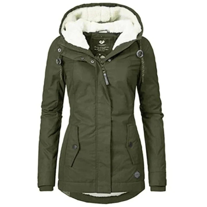 Manteau d'hiver féminin chaud et élégant avec capuche