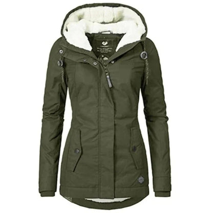 Manteau d'hiver féminin chaud et élégant avec capuche