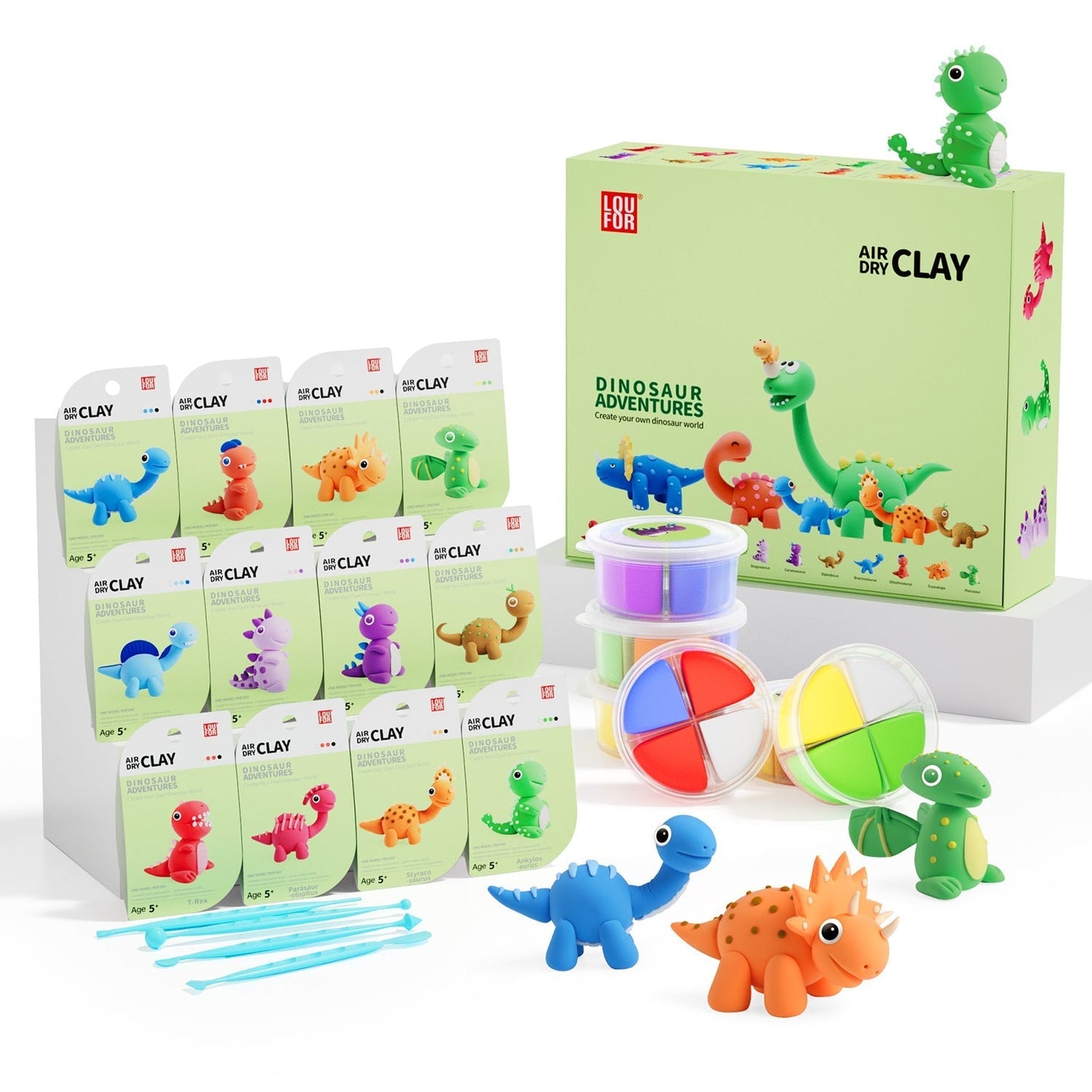 Modèle de dinosaures à modeler - Jouet créatif pour enfants avec 6 moules - BlxckFR