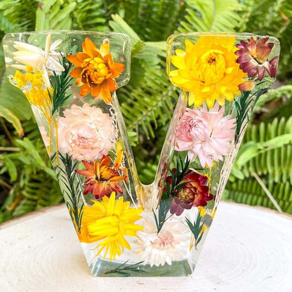 Lampe Résine Élégante aux Fleurs Séchées