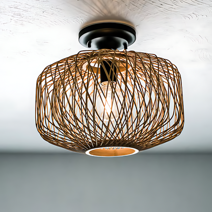 Lampe Suspendue en Rotin | Déco Rustique Élégante