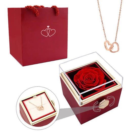 Coffret Cadeau Éternelle Rose avec Collier Secret - Idée Cadeau Mère - BlxckFR
