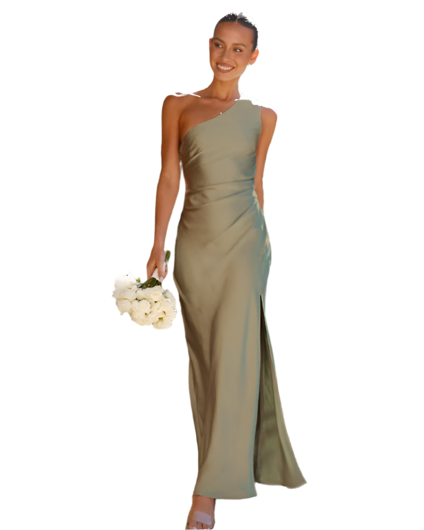 Lisbeth - Robe maxi luxueuse à une épaule avec fente jusqu'aux cuisses ...