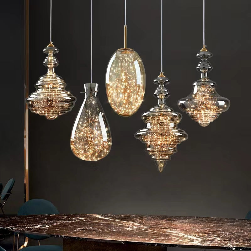 Luminaire Suspendu Chic en Verre et Métal pour Intérieur - Foivo