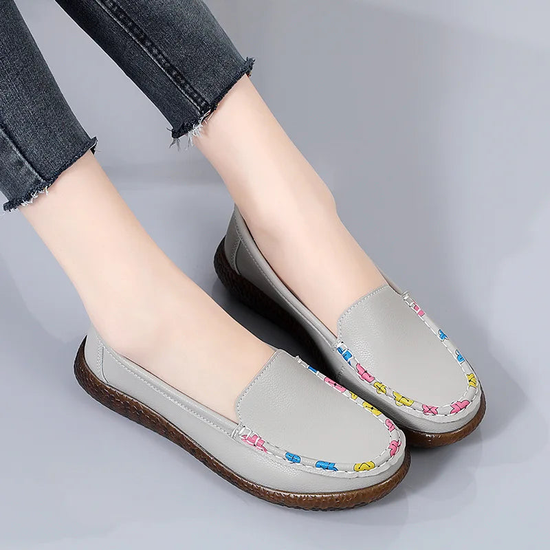 Chaussures décontractées mocassins en cuir tendance