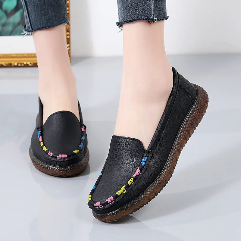 Chaussures décontractées mocassins en cuir tendance