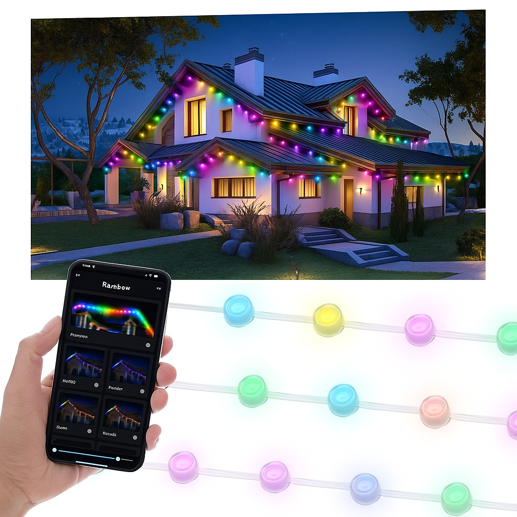 Guirlandes de Noël LED Connectées Imperméables RGB - blxckfr