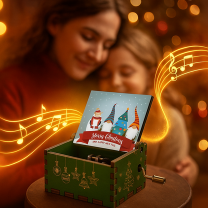 Boîte musicale de Noël en bois artisanal