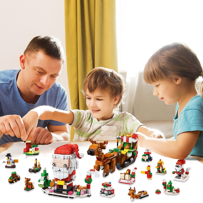 Calendrier de Noël en Bois – Jeu de Blocs Père Noël et Sapin