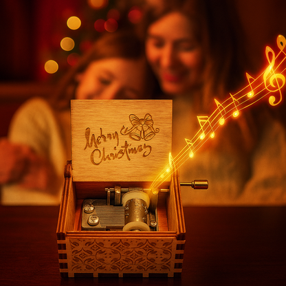 Boîte musicale de Noël en bois artisanal