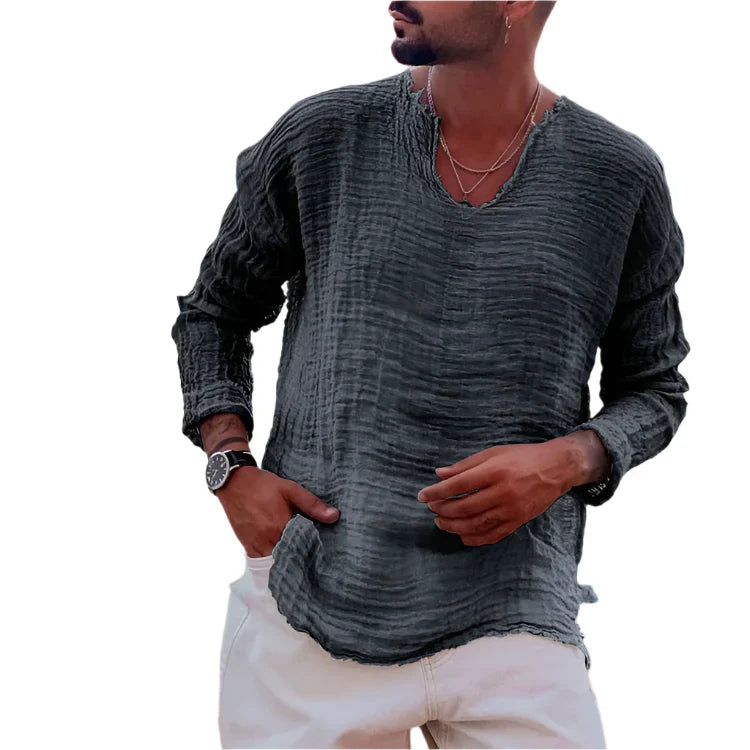 Chemise d'Été Légère pour Hommes avec Découpe en V