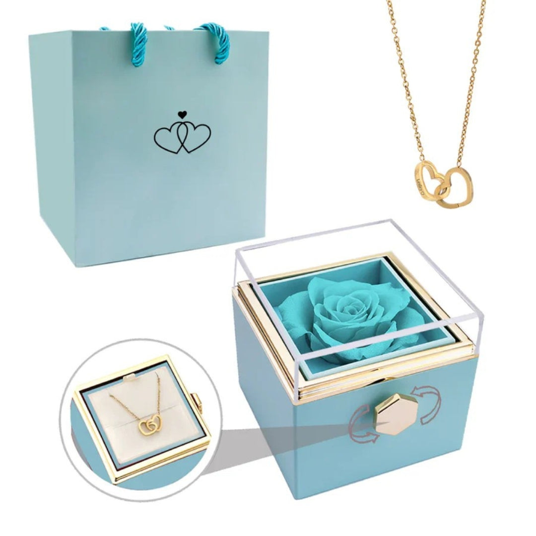 Coffret Cadeau Éternelle Rose avec Collier Secret - Idée Cadeau Mère