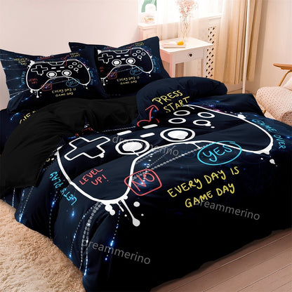 Draps de Lit Jeux Vidéo Enfants avec Manette Colorée