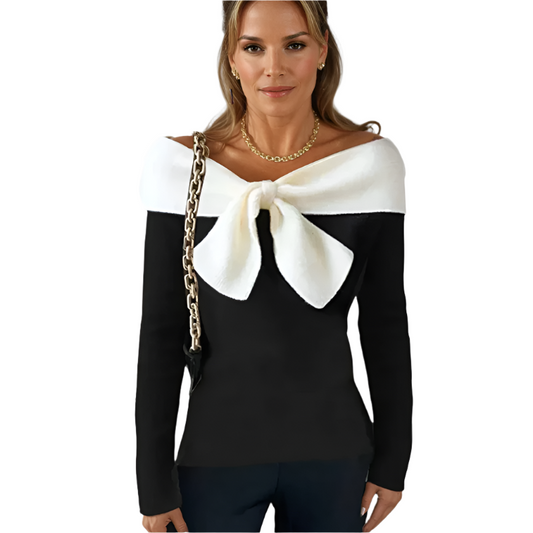 Vêtement Femme Chic Col V Manches Longues - BlxckFR