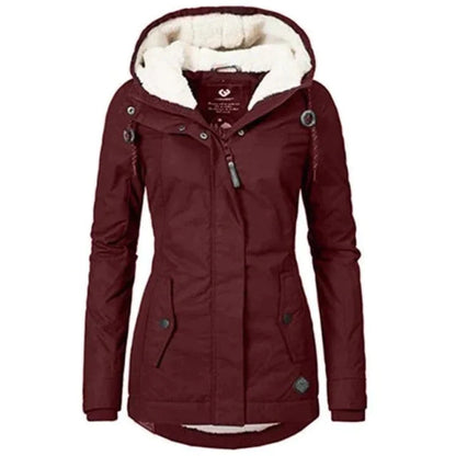 Manteau d'hiver féminin chaud et élégant avec capuche