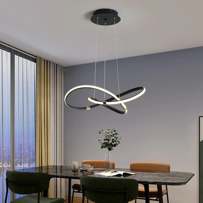 Lustre LED Raffiné Noir Or - Suspension Chic pour Intérieur