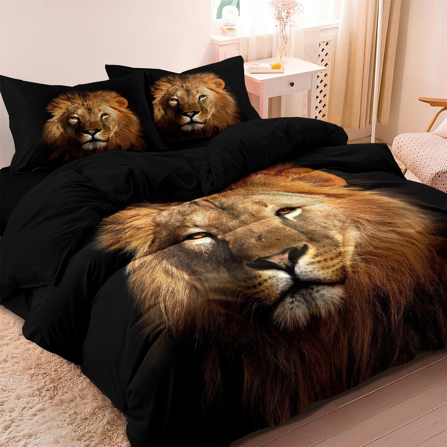 Draps de Lit Lion Sauvage Élégant
